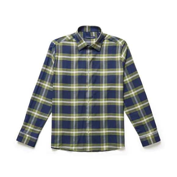 OLIVE GREEN PLAID LONG SLEEVE-Shirts & Tops-STONE ROSE-Coriander