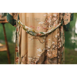 OPERA DUSTER KIMONO | FABLE WITH DEER, MOON & BLOSSOM-Scarves & Wraps-MARKET OF STARS-Coriander