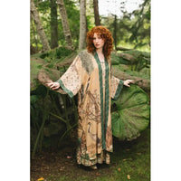 OPERA DUSTER KIMONO | FABLE WITH DEER, MOON & BLOSSOM-Scarves & Wraps-MARKET OF STARS-Coriander