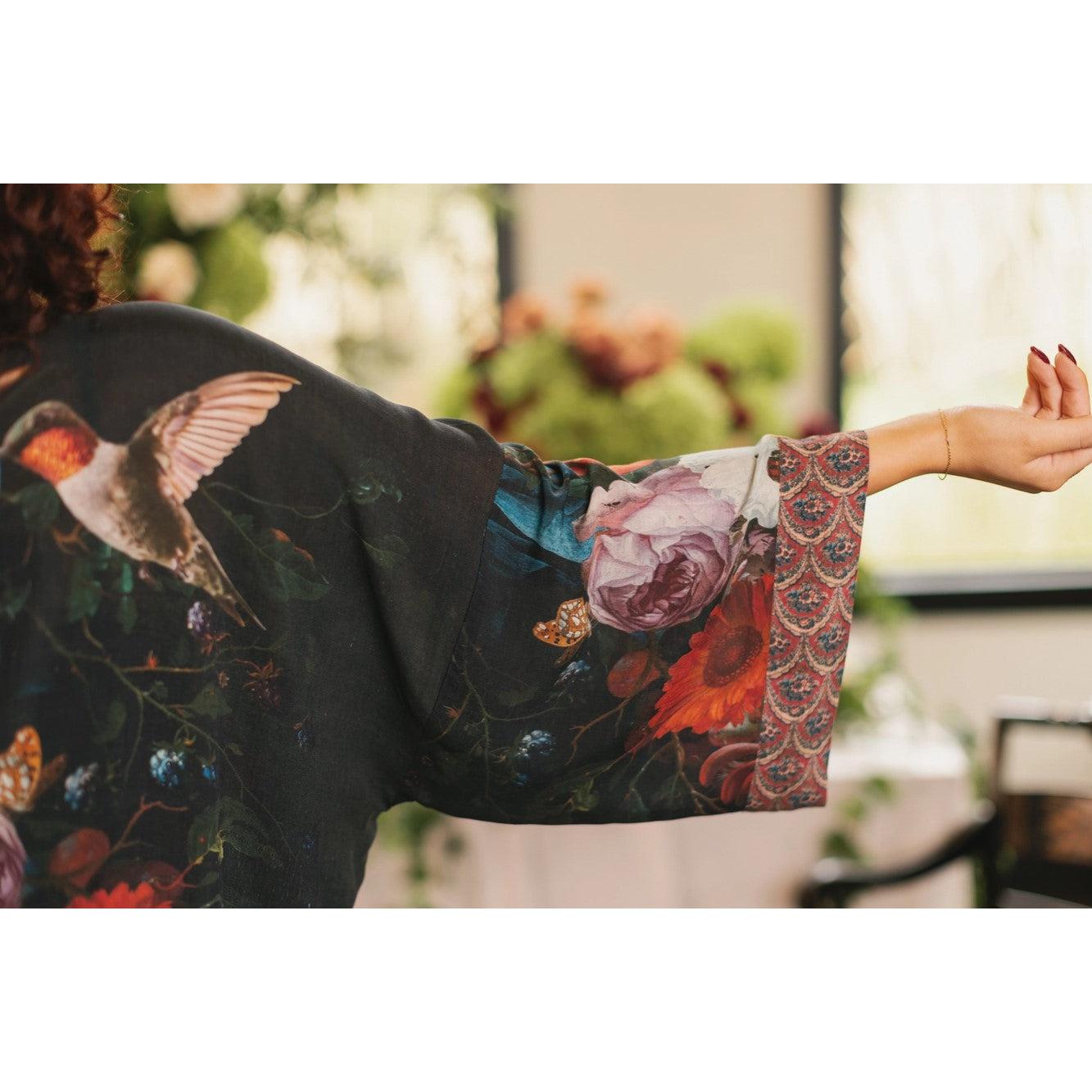 OPERA DUSTER KIMONO | FLIGHT OF FANCY HUMMINGBIRD-Kimono-MARKET OF STARS-Coriander