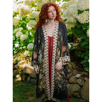 OPERA DUSTER KIMONO | I DREAM IN FLOWERS W/BEES-Scarves & Wraps-MARKET OF STARS-Coriander