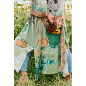 OPERA DUSTER KIMONO | I PAINT MY DREAM VAN GOGH-Scarves & Wraps-MARKET OF STARS-Coriander