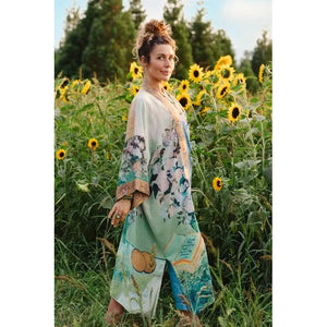 OPERA DUSTER KIMONO | I PAINT MY DREAM VAN GOGH-Scarves & Wraps-MARKET OF STARS-Coriander