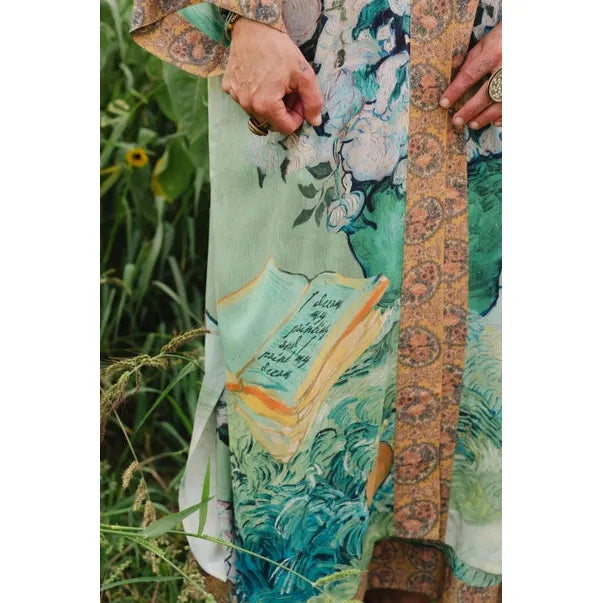 OPERA DUSTER KIMONO | I PAINT MY DREAM VAN GOGH-Scarves & Wraps-MARKET OF STARS-Coriander