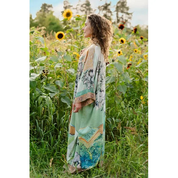 OPERA DUSTER KIMONO | I PAINT MY DREAM VAN GOGH-Scarves & Wraps-MARKET OF STARS-Coriander