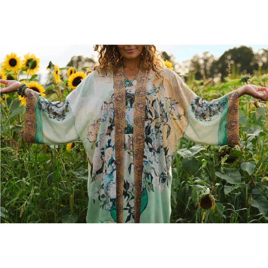 OPERA DUSTER KIMONO | I PAINT MY DREAM VAN GOGH-Scarves & Wraps-MARKET OF STARS-Coriander