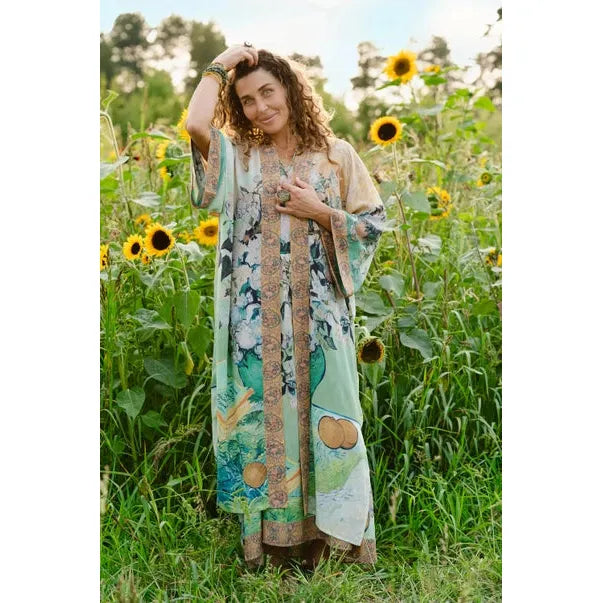 OPERA DUSTER KIMONO | I PAINT MY DREAM VAN GOGH-Scarves & Wraps-MARKET OF STARS-Coriander