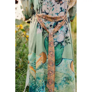 OPERA DUSTER KIMONO | I PAINT MY DREAM VAN GOGH-Scarves & Wraps-MARKET OF STARS-Coriander