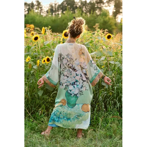 OPERA DUSTER KIMONO | I PAINT MY DREAM VAN GOGH-Scarves & Wraps-MARKET OF STARS-Coriander