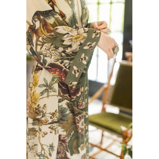 OPERA DUSTER KIMONO | LOVE GROWS WILD WITH BEES-Scarves & Wraps-MARKET OF STARS-Coriander