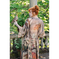 OPERA DUSTER KIMONO | LOVELIGHT WITH DEER & SWALLOW-Scarves & Wraps-MARKET OF STARS-Coriander