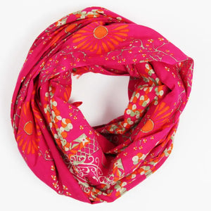 ORGANIC COTTON SCARF | RYOKO FUCHSIA-Scarves & Wraps-LES BELLES VAGABONDES-Coriander