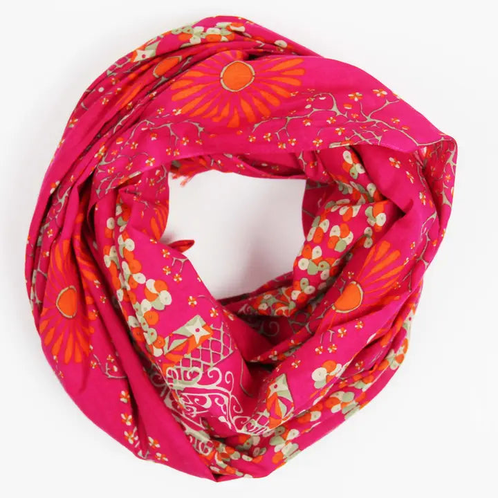 ORGANIC COTTON SCARF | RYOKO FUCHSIA-Scarves & Wraps-LES BELLES VAGABONDES-Coriander