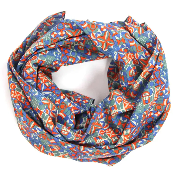 ORGANIC COTTON SQUARE SCARF | MALMO ORANGE-Scarves & Wraps-LES BELLES VAGABONDES-Coriander