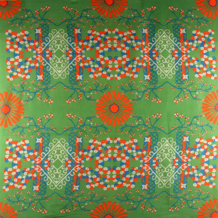 ORGANIC COTTON SQUARE SCARF | MARIKO KHAKI-Scarves & Wraps-LES BELLES VAGABONDES-Coriander