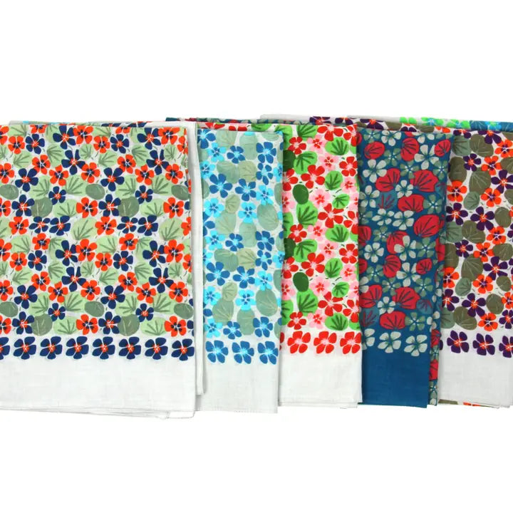 ORGANIC COTTON SQUARE SCARF | ONDINE BLUE-Scarves & Wraps-LES BELLES VAGABONDES-Coriander