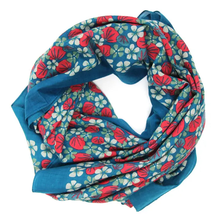 ORGANIC COTTON SQUARE SCARF | ONDINE BRICK-Scarves & Wraps-LES BELLES VAGABONDES-Coriander