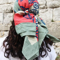 ORGANIC COTTON SQUARE SCARF | PALENQUE CORAL-Scarves & Wraps-LES BELLES VAGABONDES-Coriander