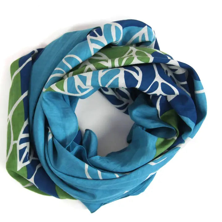 ORGANIC COTTON SQUARE SCARF | PALENQUE GREEN-Scarves & Wraps-LES BELLES VAGABONDES-Coriander