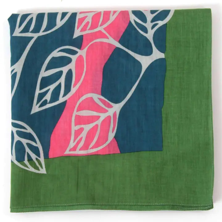 ORGANIC COTTON SQUARE SCARF | PALENQUE NAVY-Scarves & Wraps-LES BELLES VAGABONDES-Coriander