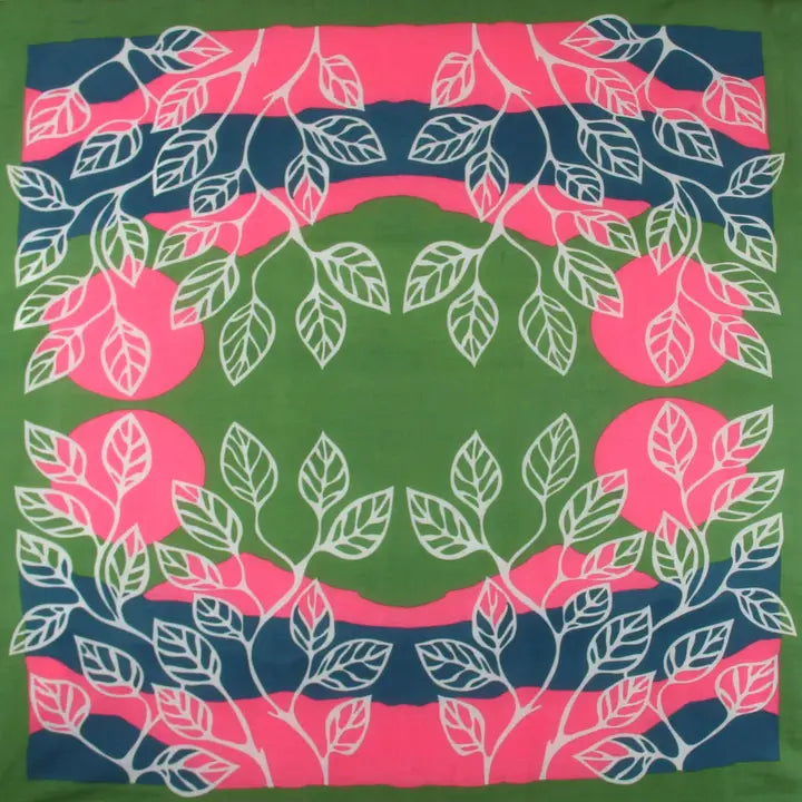 ORGANIC COTTON SQUARE SCARF | PALENQUE NAVY-Scarves & Wraps-LES BELLES VAGABONDES-Coriander