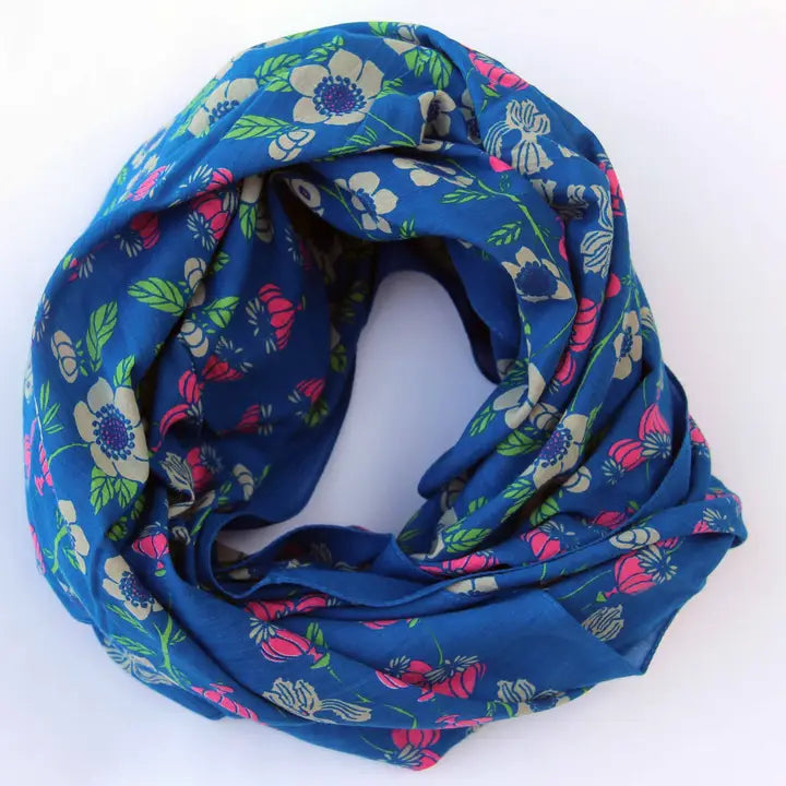 ORGANIC COTTON SQUARE SCARF | SO BRITISH BLUE-Scarves & Wraps-LES BELLES VAGABONDES-Coriander
