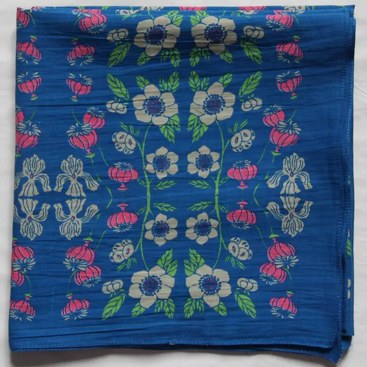 ORGANIC COTTON SQUARE SCARF | SO BRITISH BLUE-Scarves & Wraps-LES BELLES VAGABONDES-Coriander