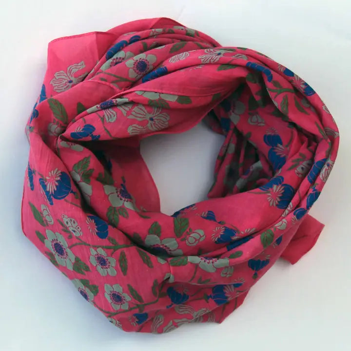 ORGANIC COTTON SQUARE SCARF | SO BRITISH ROSE-Scarves & Wraps-LES BELLES VAGABONDES-Coriander