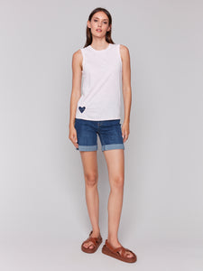 ORGANIC COTTON TANK W/ HEART CUT OUT-Tops-CHARLIE B-Coriander