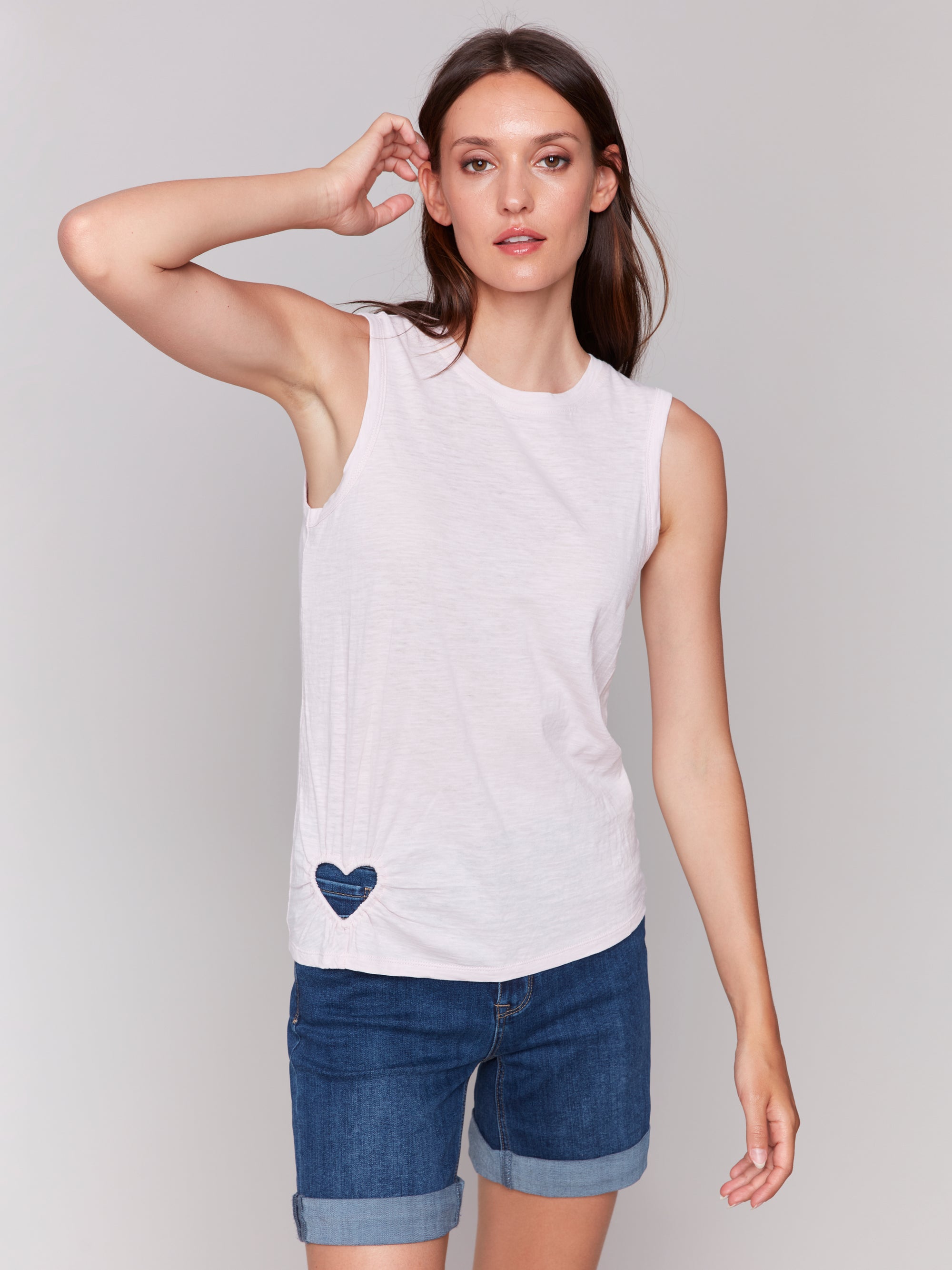 ORGANIC COTTON TANK W/ HEART CUT OUT-Tops-CHARLIE B-SMALL-PETAL-Coriander