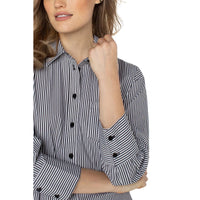 OVERSIZED CLASSIC BUTTON DOWN-Shirts & Tops-LIVERPOOL-XSMALL-BLACK & WHT STRIPE-Coriander