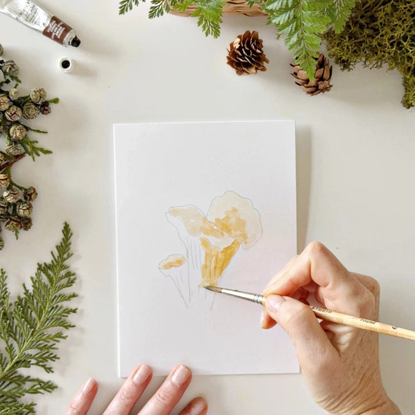 PAINTABLE WATERCOLOUR NOTECARDS | MUSHROOMS