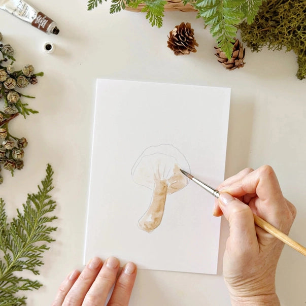 PAINTABLE WATERCOLOUR NOTECARDS | MUSHROOMS