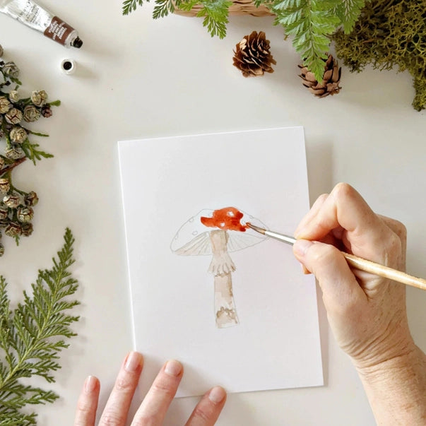 PAINTABLE WATERCOLOUR NOTECARDS | MUSHROOMS