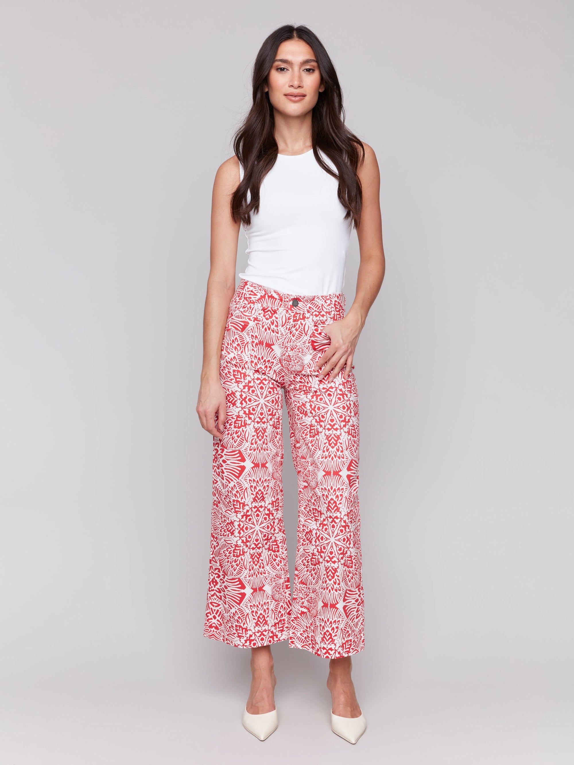 PANT | PRINTED PATCH POCKET FLARE-Bottom-CHARLIE B-Coriander