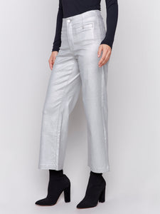 PANT | SHINY WAX FLARE LEG-Bottoms-CHARLIE B-Coriander