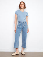 PANTS | STRETCH DENIM CROPPED FLARE LEG-Denim-CHARLIE B-2-Blue-Coriander