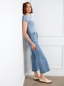 PANTS | STRETCH DENIM CROPPED FLARE LEG-Denim-CHARLIE B-Coriander