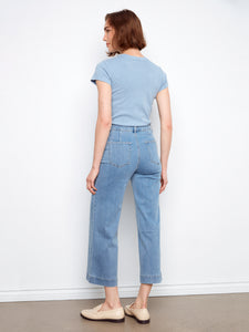 PANTS | STRETCH DENIM CROPPED FLARE LEG-Denim-CHARLIE B-Coriander