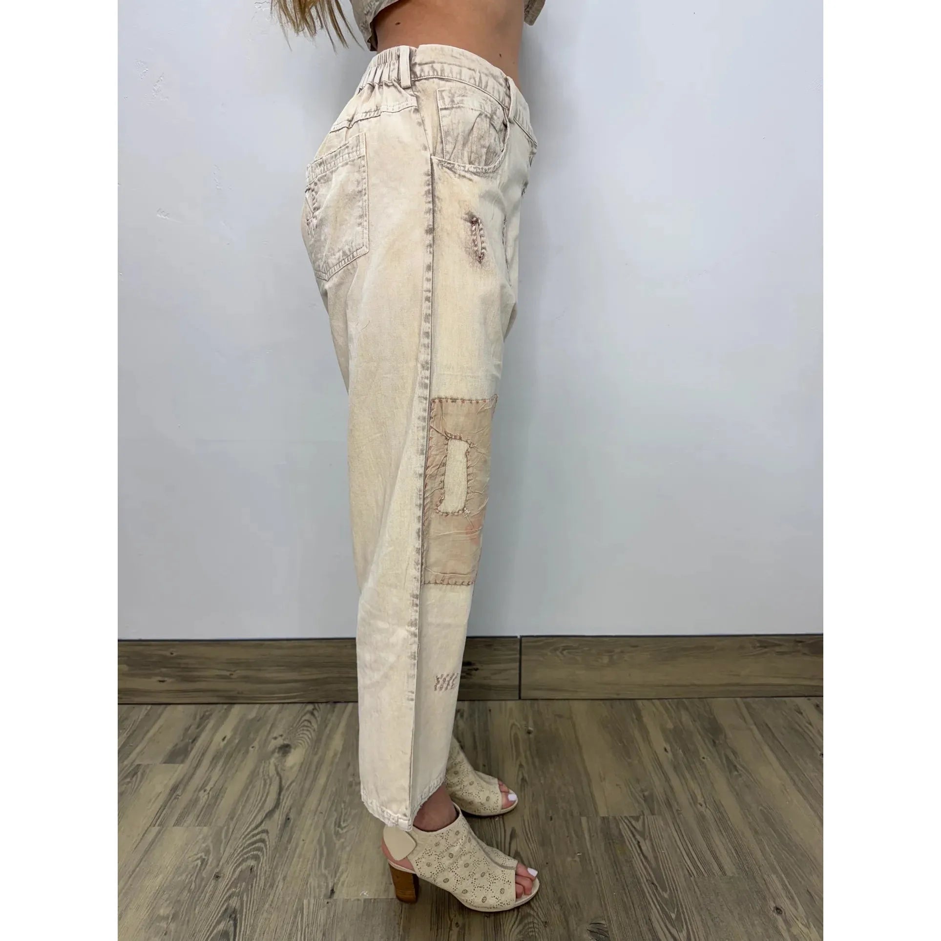 PATCHWORK BUTTON UP JEANS-Denim-THE PAPERLACE-Coriander