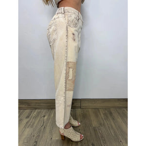 PATCHWORK BUTTON UP JEANS-Denim-THE PAPERLACE-Coriander