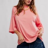 PERFECT OVERSIZED TEE-Tops-FREE PEOPLE-XSMALL-CORAL CRIMSON-Coriander