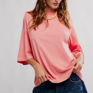 PERFECT OVERSIZED TEE-Tops-FREE PEOPLE-XSMALL-CORAL CRIMSON-Coriander