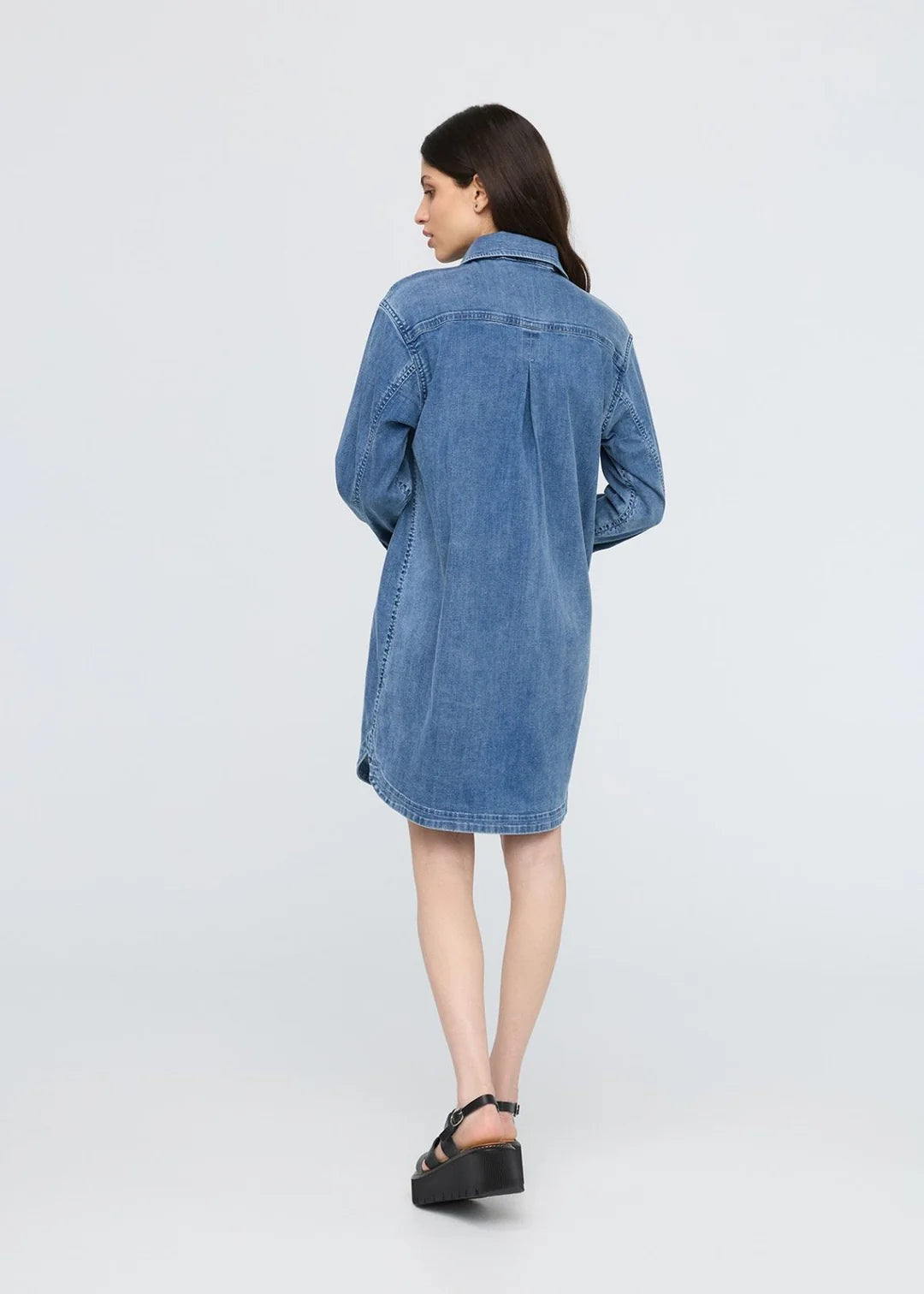 PERFORMANCE DENIM LITE SHIRT DRESS-Dress-DUER-Coriander