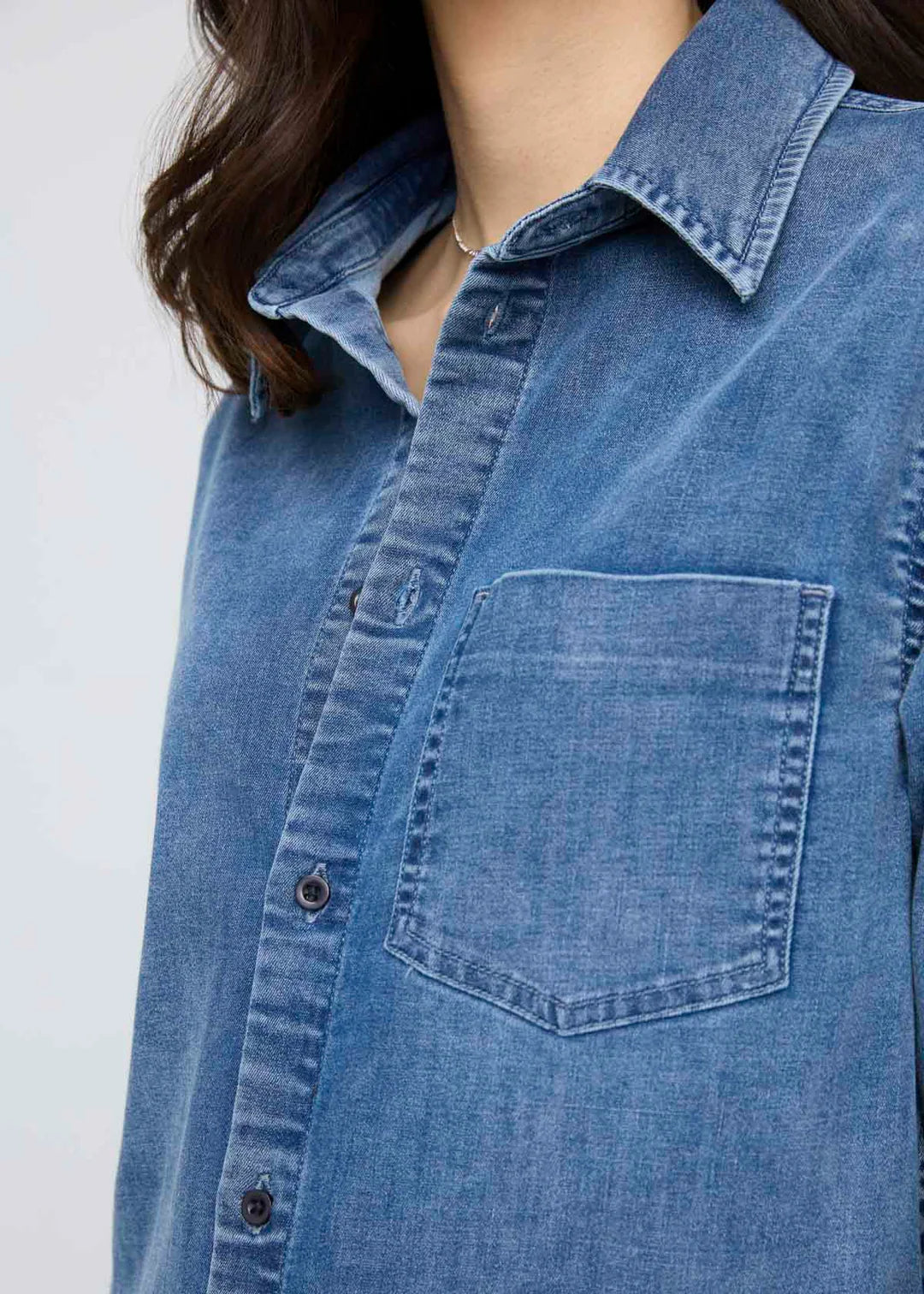 PERFORMANCE DENIM LITE SHIRT DRESS-Dress-DUER-Coriander