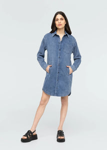 PERFORMANCE DENIM LITE SHIRT DRESS-Dress-DUER-Coriander