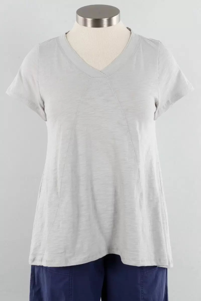 PIECED V-NECK TUNIC-Tops-ESCAPE-SMALL-DUNE-Coriander