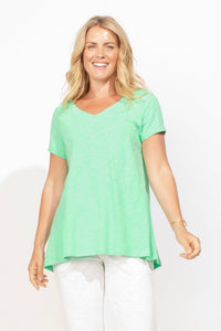 PIECED V-NECK TUNIC-Tops-ESCAPE-SMALL-SEAFOAM-Coriander