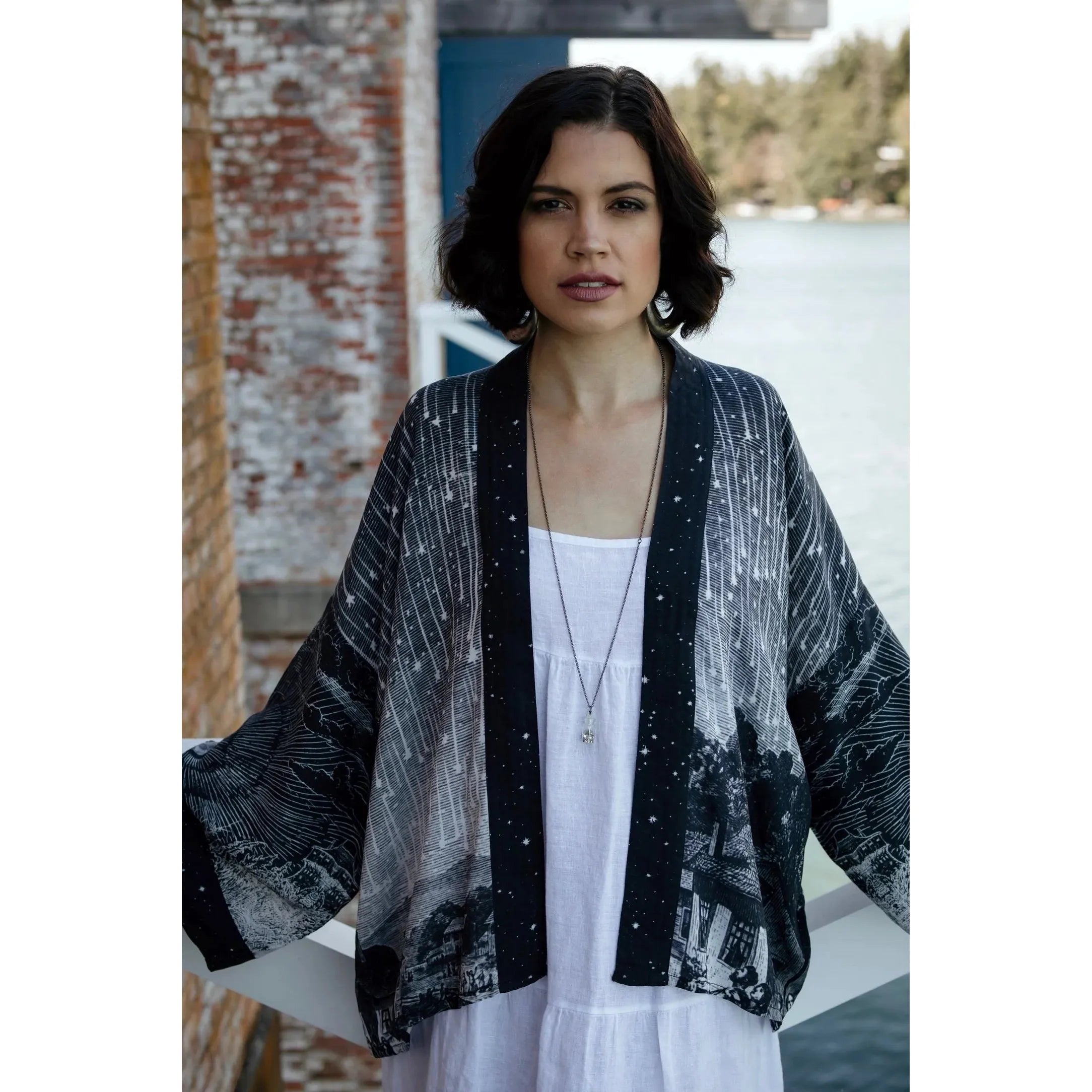 PIXIE DUSTER CROPPED KIMONO | STARGAZER-Scarves & Wraps-MARKET OF STARS-Coriander
