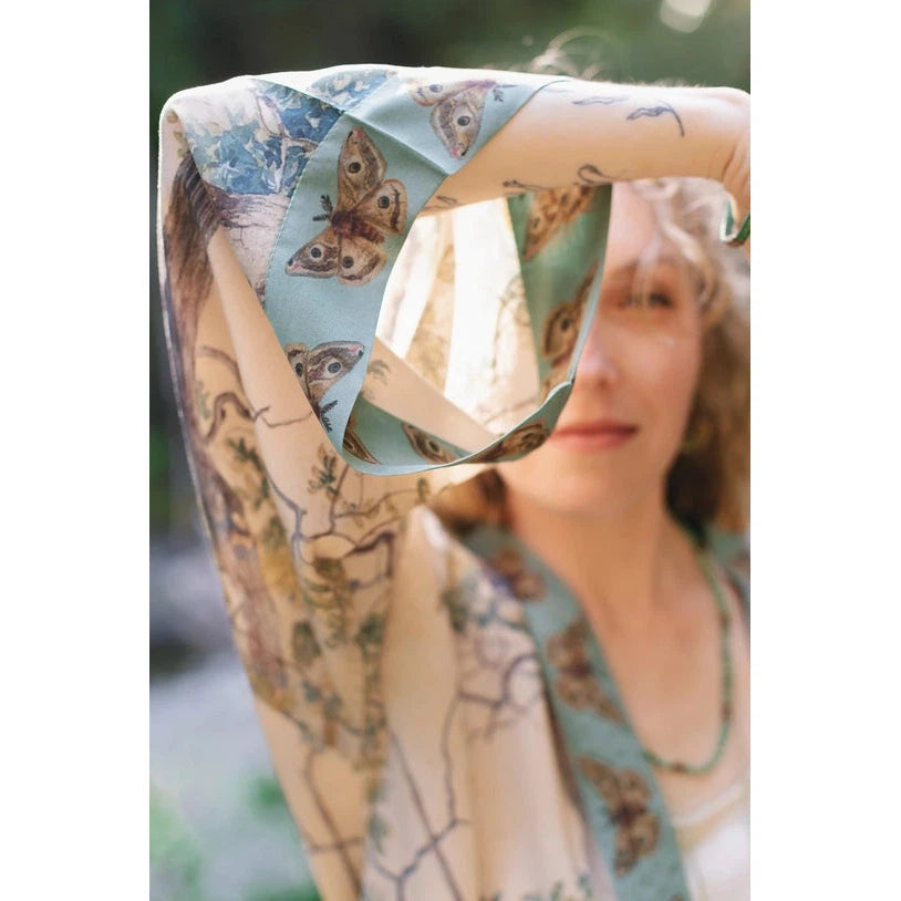 PIXIE DUSTER KIMONO | EARTH & SKY W/TREES-Scarves & Wraps-MARKET OF STARS-Coriander